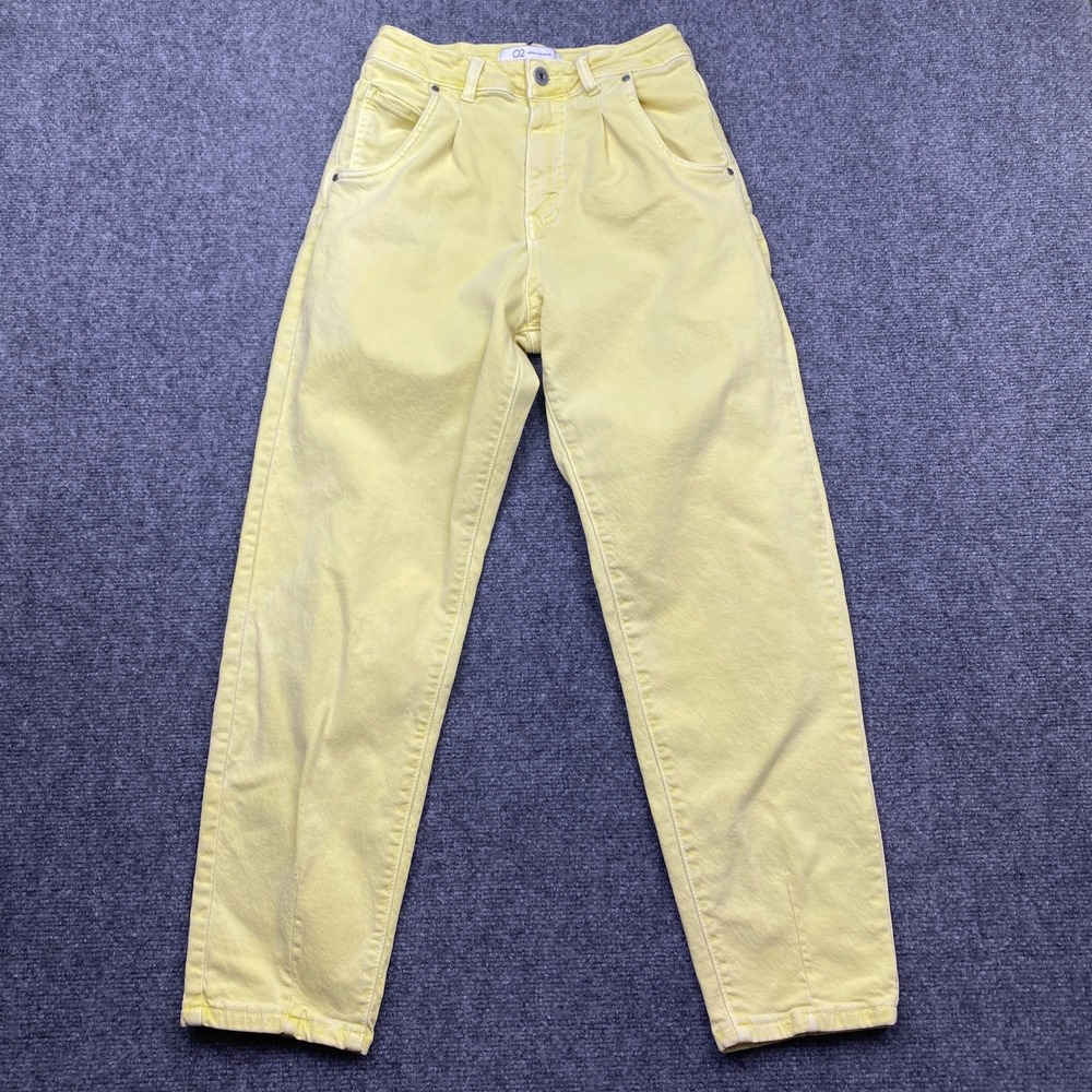 Q2 Premium Denim Womens Yellow High Rise Tapered Jeans Size M Faded